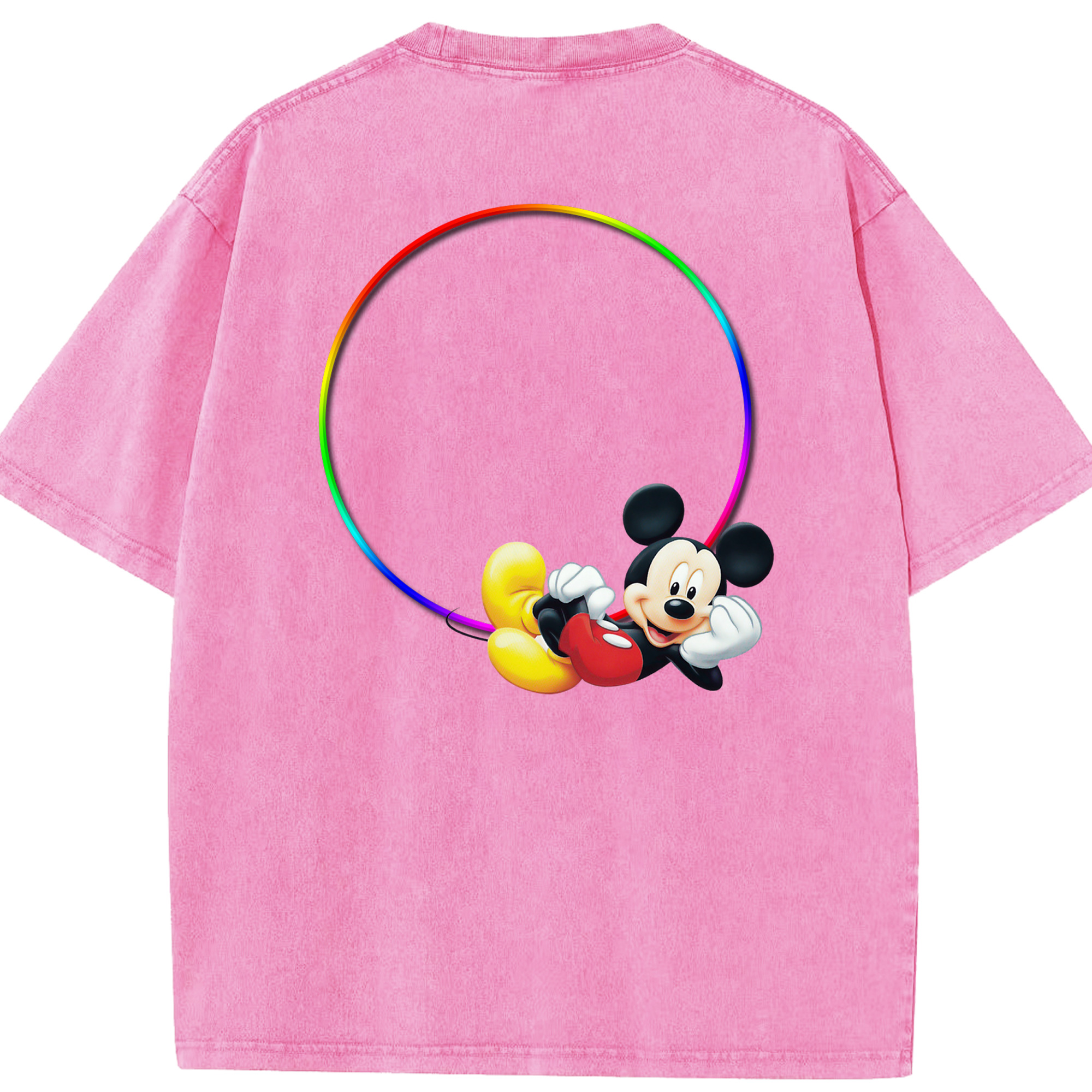 （画像用） ミッキーマウス Mickey Mouse 綿100% ヴィンテージ風 半袖Tシャツ（背面プリント）